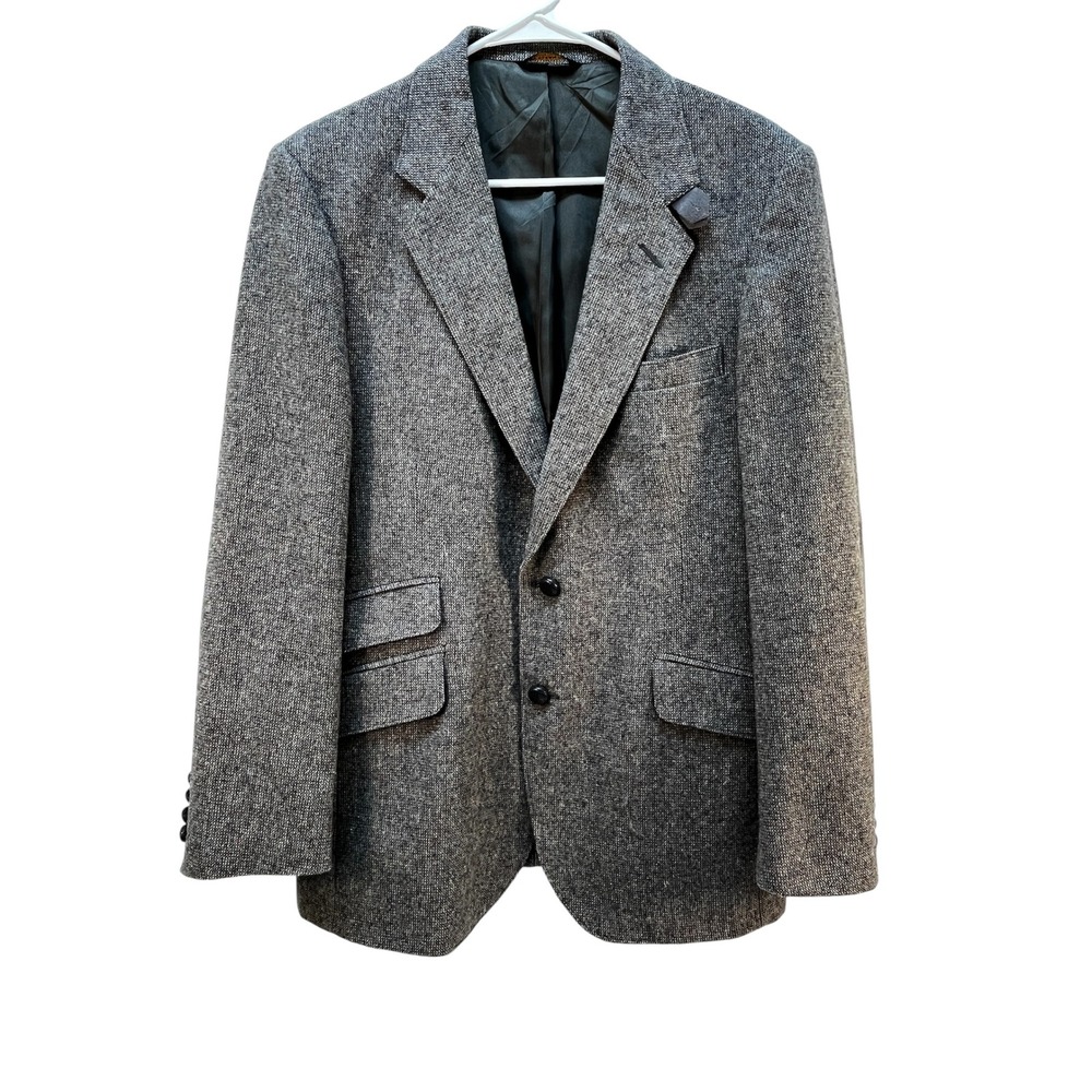 Vtg. Men's Blazer Tweed Elbow Patches Grandpacore Dark Academic College SZ?READ‎